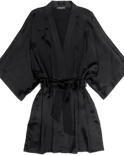 CLASSIC SILK SHORT KIMONO BLACK