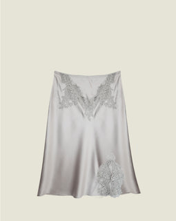 Royal Jewel Silk Midi Skirt Silver