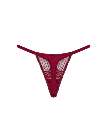 Simone Silk & Lace Thong Red