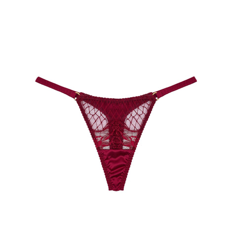 Simone Silk & Lace Thong Red