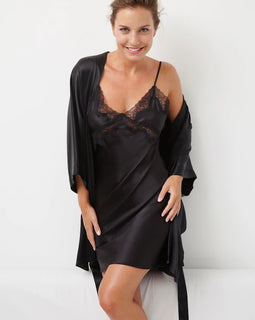 CLASSIC SILK SHORT KIMONO BLACK