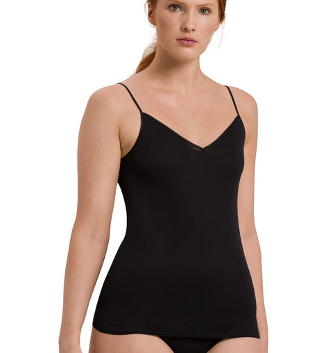 Cotton Seamless V Neck Black